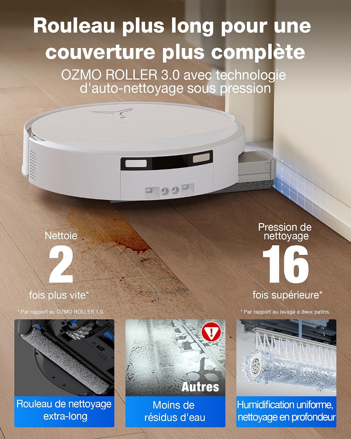 T90 Pro Omni Robot Aspirateur Laveur 30000Pa Blast PowerBoost T90 PRO OMNI WHITE