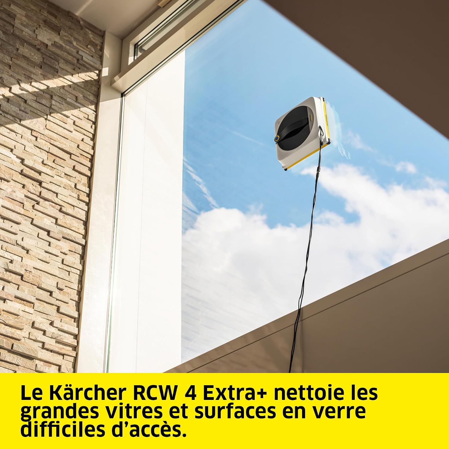 RCW 4 Extra Robot Lave-Vitres - Double Pulvérisation Automatique, 2800 Pa, Silencieux - Contrôle App & Télécommande - pour Fenêtres & Miroirs