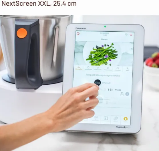 Taurus Mycook Next - Robot cuiseur avec wifi, 2000W, 3.75L, écran XXL, cuisinez avec la voix, jusqu'à 140°, induction, multifonction, app mycook, connectivité avec votre smartphone, set d'accessoires White