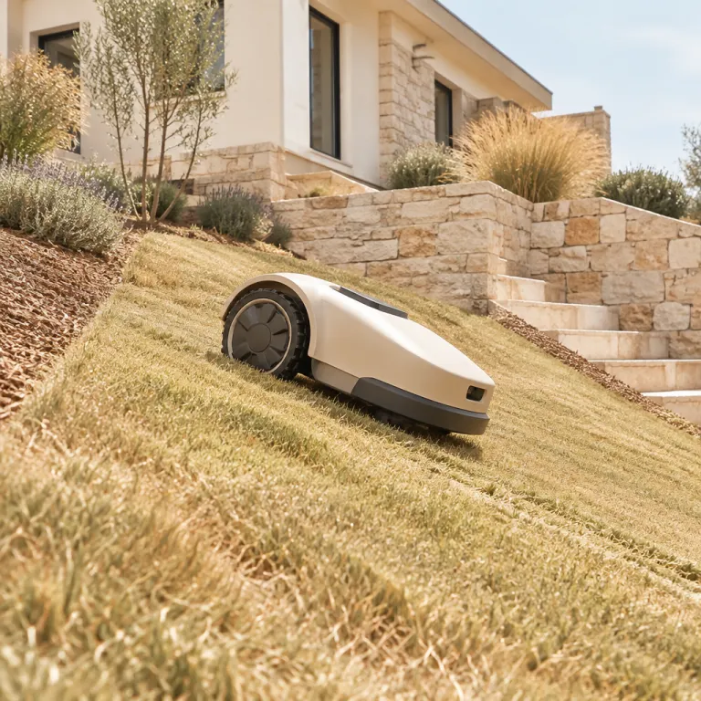 Robot tondeuse pour terrain en pente : ce qui fonctionne au-delà de 25 % d'inclinaison