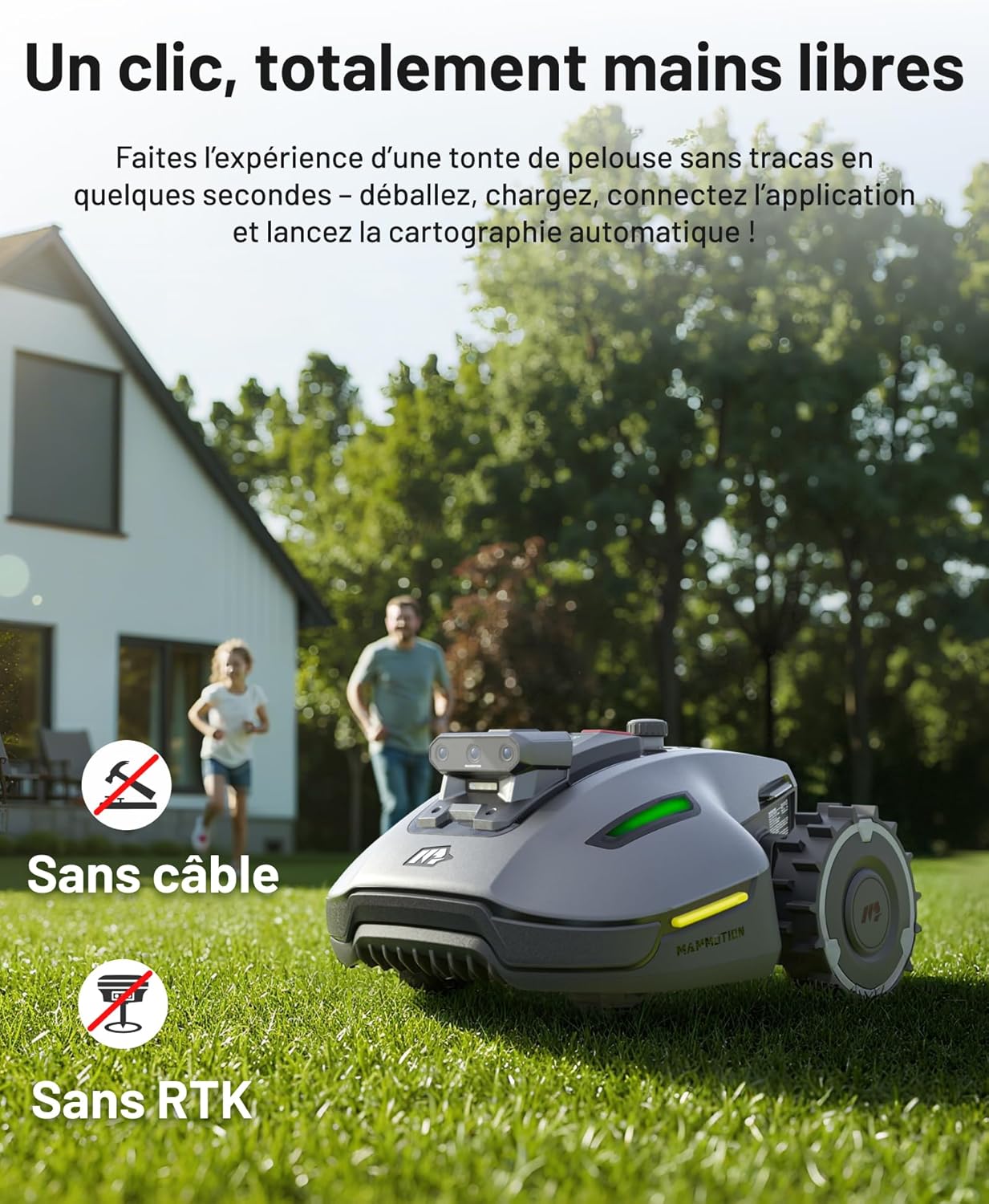 Mammotion YUKA Mini Vision, Robot Tondeuse Intelligent sans RTK avec Navigation AI Vision à Triple Caméra, Jusqu’à 700 m², Cartographie Automatique, Zéro Câble Périphérique, Pentes à 45% YUKA mini Vision 700