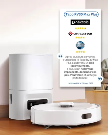 Aspirateur Robot Laveur 4 en 1 RV30Max Plus Vidage Automatique, Silencieux et Fin, Ultra puissante de 5300Pa, Navigation LiDAR, Auto-Charge Autonomie 150min, Tapis et Poils d'animaux Avec station de auto-vidage Blanc