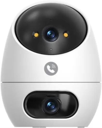 Caméra Intérieure 3K+3K (5MP+5MP) à Double Objectif, Caméra Surveillance Sécurité 360°, Vision Nocturne Couleur, Détection de Personne, Compatible Alexa, 2.4GHz, Appel Bidirectionnel D220 3K (Double Objectif)