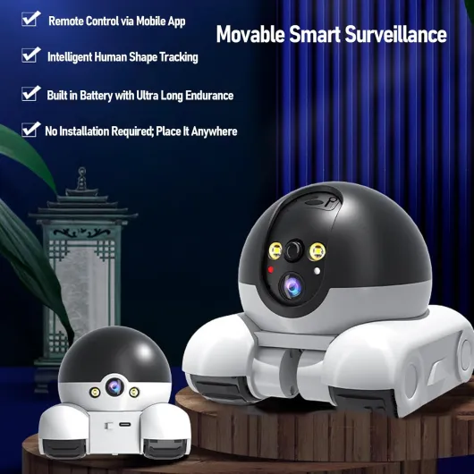 Robot de Caméra 1080p 2MP, Caméra pour Animaux de Compagnie Mobile Intérieure avec Application de Téléphone, Conversation Bidirectionnelle, pour Chiens de Chats