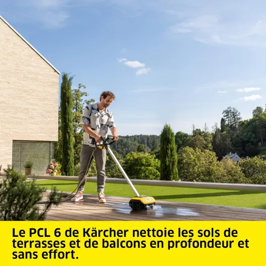 Kärcher Nettoyeur de Terrasses PCL 6, Pression Max - 10 Bar, Débit d'eau Max - 180 l/h, Largeur de Travail 300 mm, Rotation des Brosses : 600-800 TR/Min, pour Bois, Surfaces Composite, Dalles de Pierre 4 Walzen Avec fil
