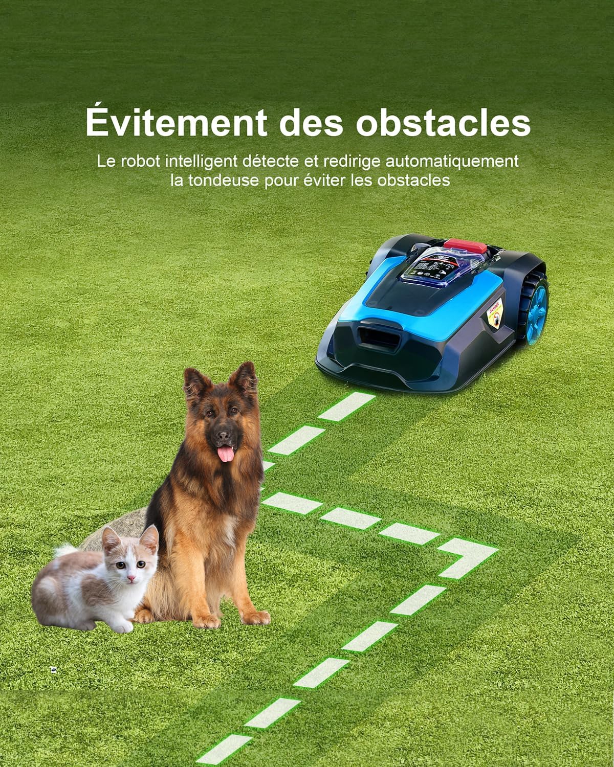 Robot Tondeuse de 1200 m2, Tondeuse Robot avec évitement Intelligent des Obstacles, Tondeuse Robot Gazon avec Chargement Automatique, Tondeuse Autonome avec connectivité Bluetooth Wi-FI, 47% d