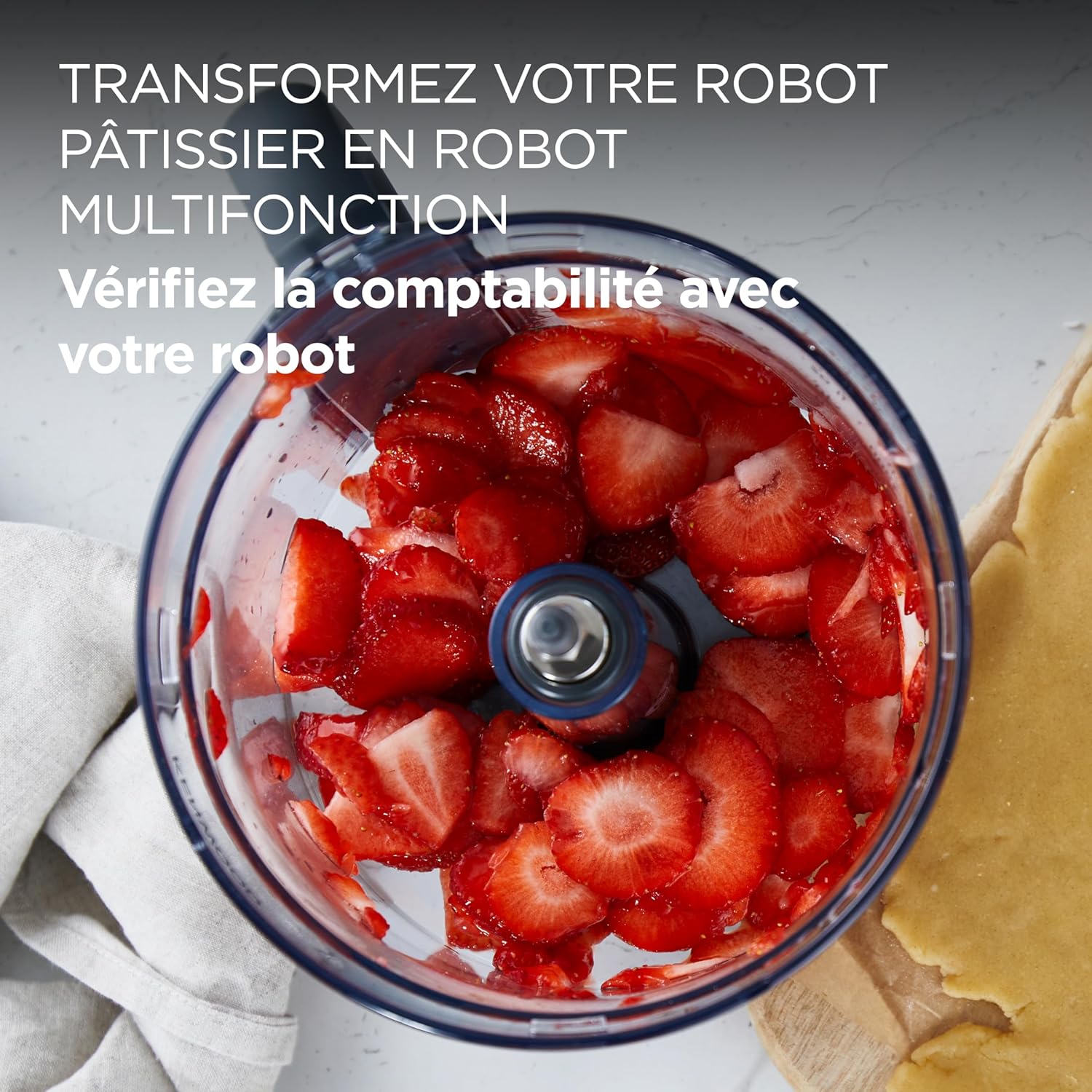 MultiPro Food Processor KAH65.000PL, accessoire pétrisseuse, 5 disques de coupe avec disque réglable pour trancher, système ExpressDice, capacité 1,2 L, sac porte-accessoires, argent Accessoire robot 2023