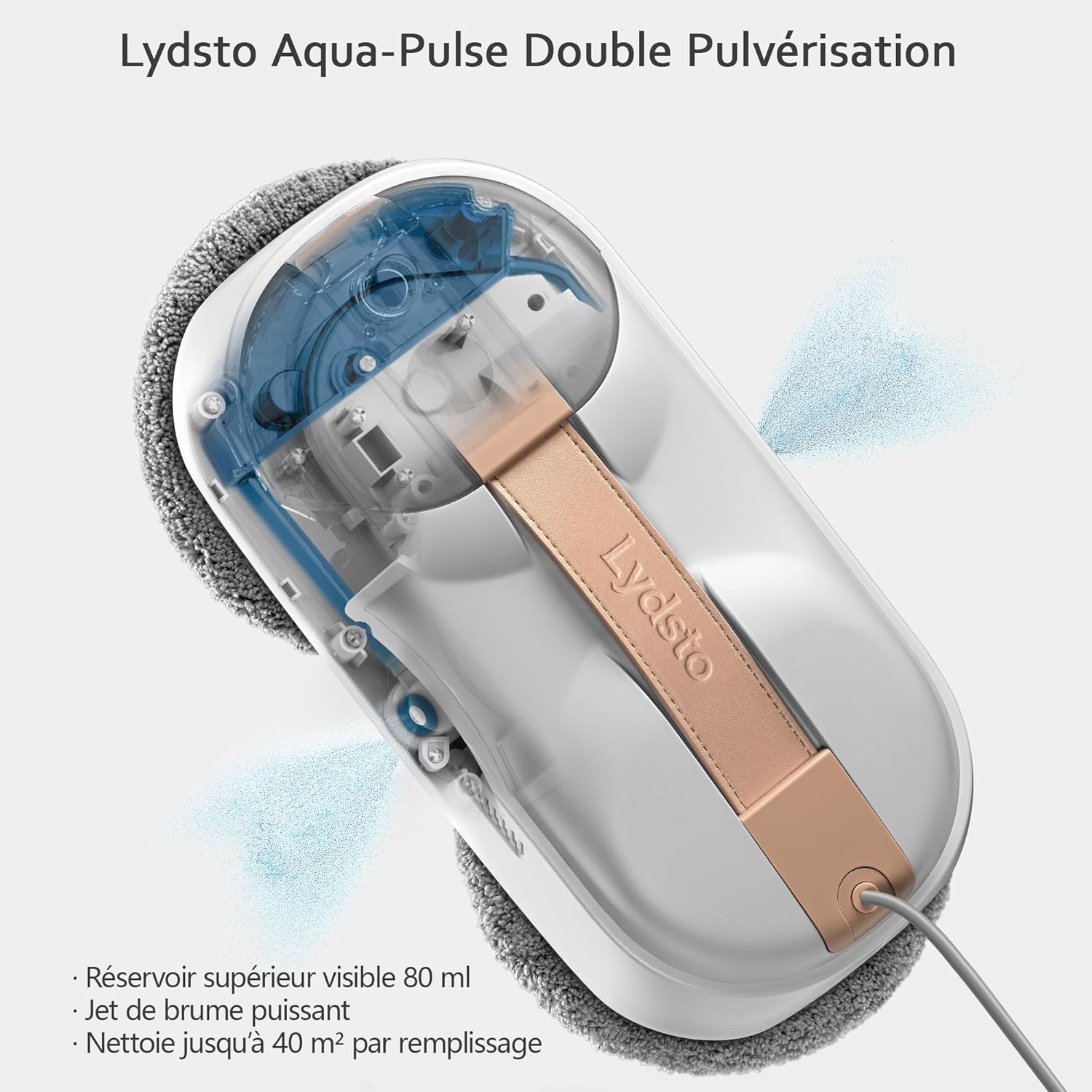 WL09 Robot Nettoyeur de Vitres, Robot Laveur Vitre avec Double Pulvérisation Ultrasonore, 6000Pa, Télécommande, Triple Sécurité, Kit Complet avec Boîte de Rangement et 10 Chiffons