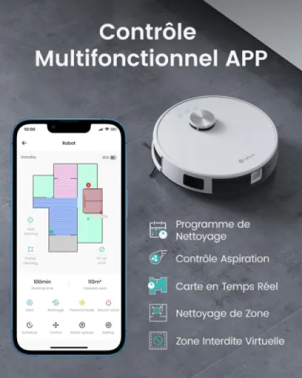 M1 Robot Aspirateur Laveur 2 en 1, 5500Pa, Navigation LiDAR, Cartographie Multi-étage, Zones Virtuelles, Connecté par Alexa/APP/WiFi, Idéal pour Poils d'animaux, Tapis et Sols Durs, Blanc