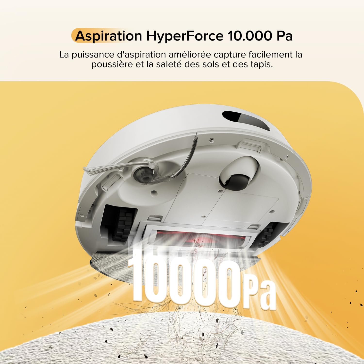Q7 M5 Set Aspirateur Robot Laveur 10 000 Pa, Double Conception Anti-Enchevêtrement, Durée de Nettoyage Prolongée, Navigation avec LiDAR Précis, APP, Blanc Q7m5 Set Blanc