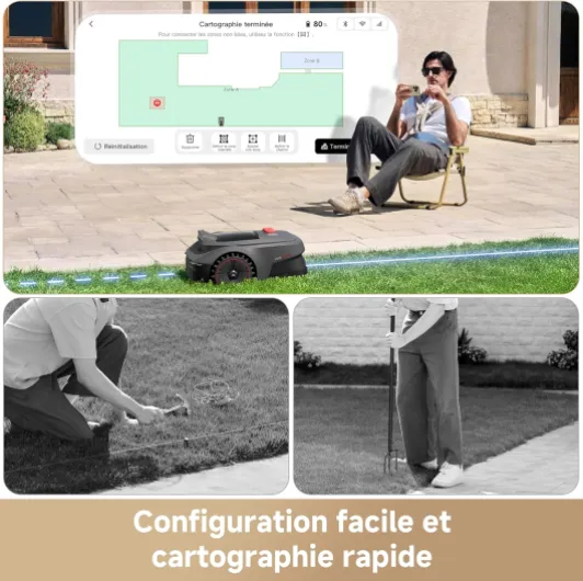 ViAX 250 Robot Tondeuse sans Fil périphérique, Recommandé 250 m², Cartographie à Assistance IA, Trajectoire en U, Évitement Double Vision, Coupe Bordure Optimisée, Tous Terrains, Contrôle App