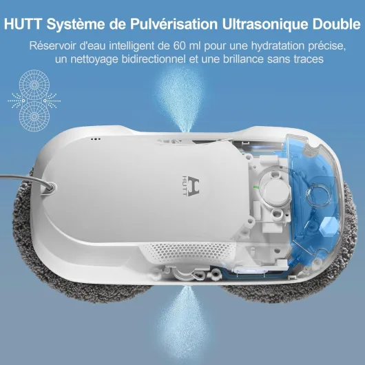 DDC56 Robot Laveur de Vitre, Robot Nettoyeur de Vitres avec Double Pulvérisation d'eau, Système de Protection à Triple, Navigation Intelligente, Télécommande
