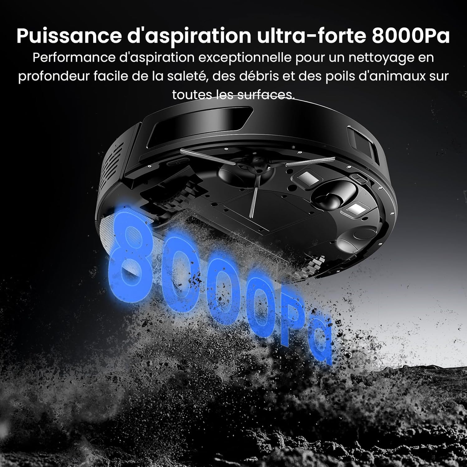 Q8 Max+ Robot Aspirateur Laveur,8000Pa 200Mins Aspirateur Robot avec Serpillière et Vidage Automatique Station,Navigation Lidar,Multi-étage Cartographie,pour Poils Animaux Tapis Sols Durs
