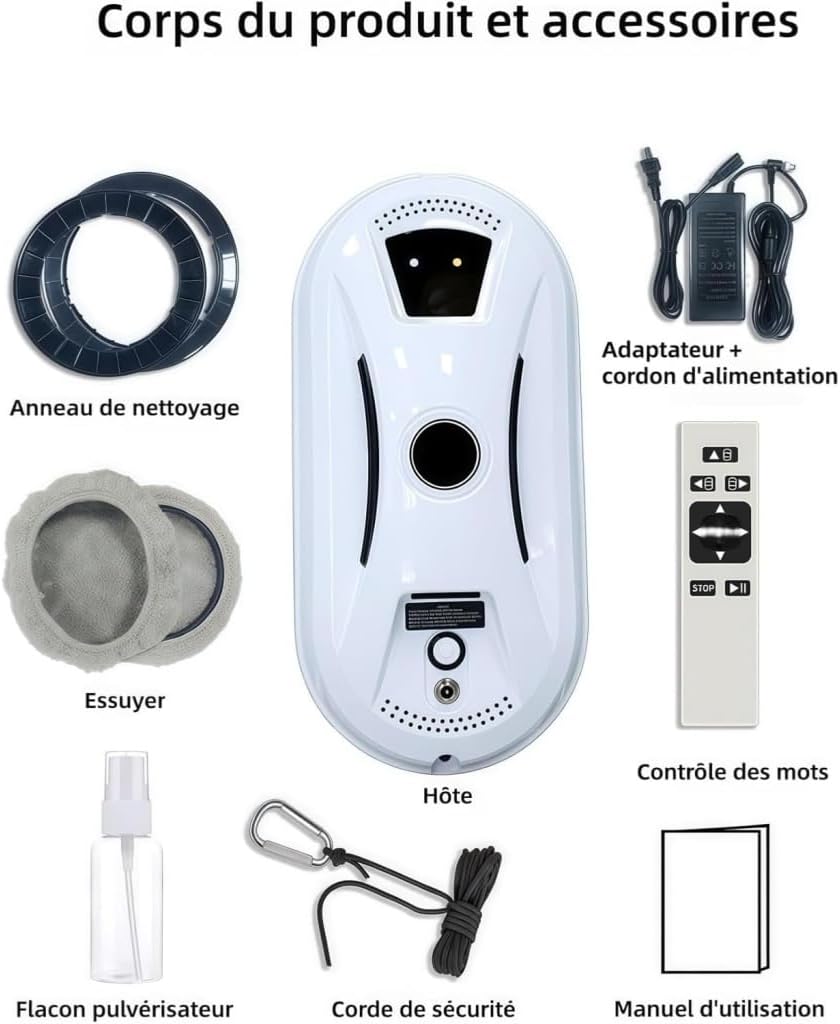 Window Cleaning Robot OVOX R8 “2026 Model Aspirateur Robot Lave Vitres Automatique avec Corde De Sécurité pour Usage Domestique