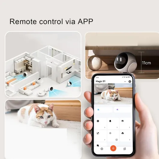 Luqeeg Animaux Domestiques Caméra Mobile, Recharge & Suivi Auto Alim - Batterie Détection Humains Animaux Audio Vidéo Robot de Surveillance Intérieure pour Chien Chat Enfant Senior