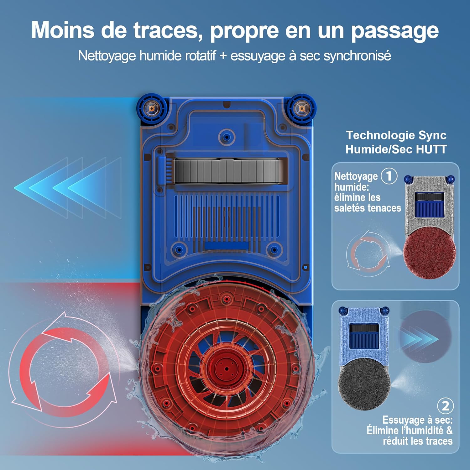 R10 Robot Laveur Vitres, Robot Nettoyeur de Vitres avec Système de Nettoyage Hybride Humide/Sec, 7000Pa, Double Spray HydroJet, Navigation NAVI 7.0, Châssis 3D Flottant, Boîte de Rangement Blanc