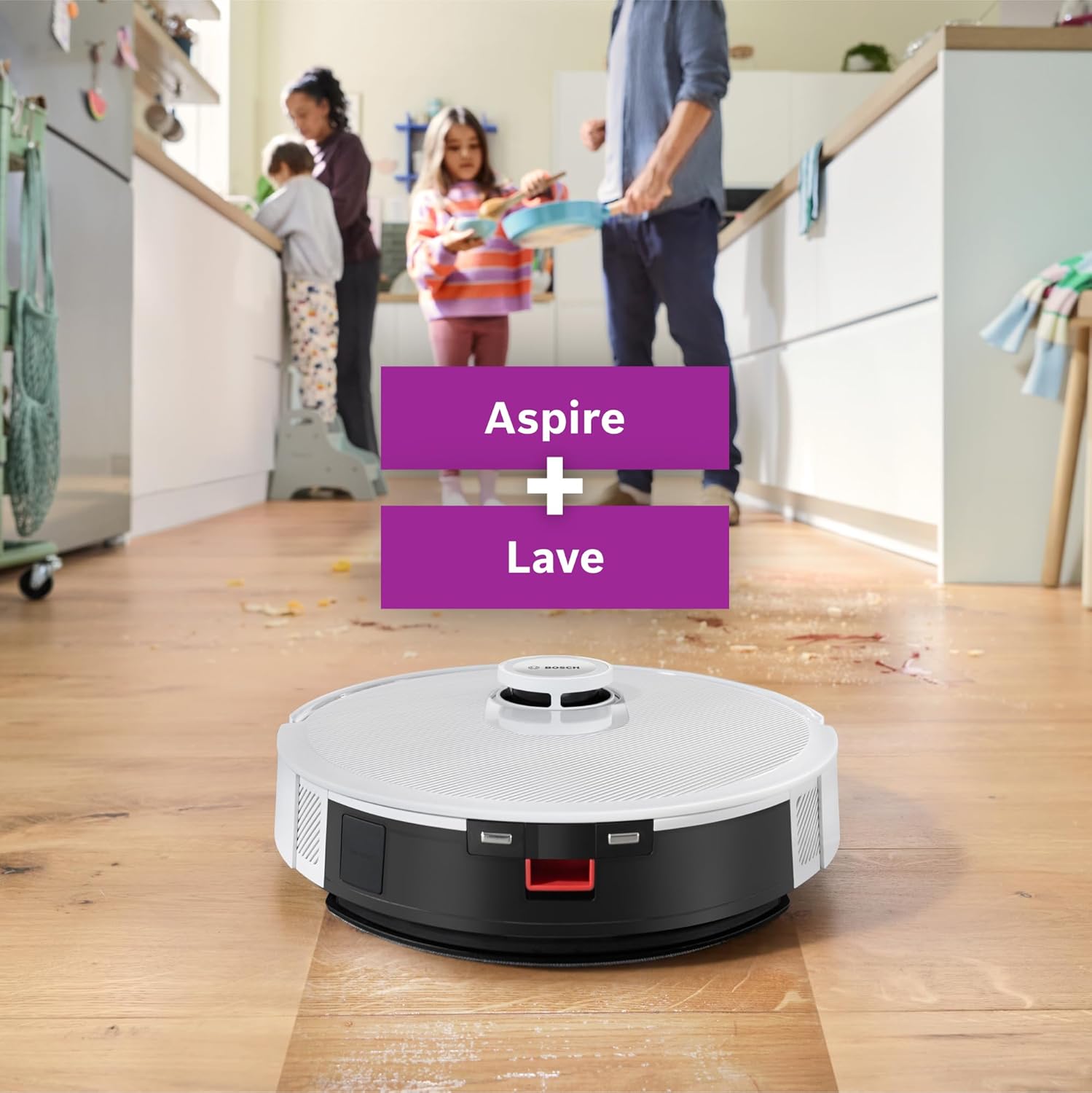 Spotless + BCRD1W Robot aspirateur-Laveur, 11 000 Pa, serpillère Statique, Station de Service, Navigation Smart Vision Infrarouge, Application Home Connect, Blanc
