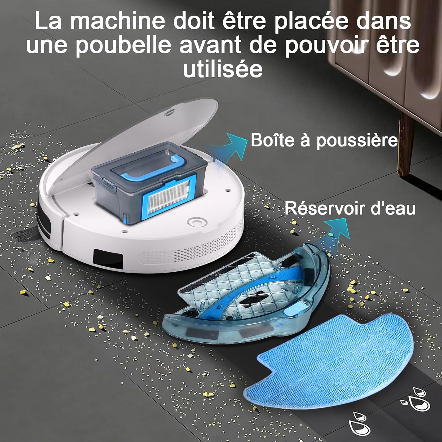 2026 Robot Aspirateur Laveur, 2 en 1 Aspirateur Robot 5500Pa Mince Connecté avec WiFi/Alexa/App, 3 Modes de Nettoyage, Auto-Charge, Nettoyage Intelligent pour Poils d’Animaux et Poussière