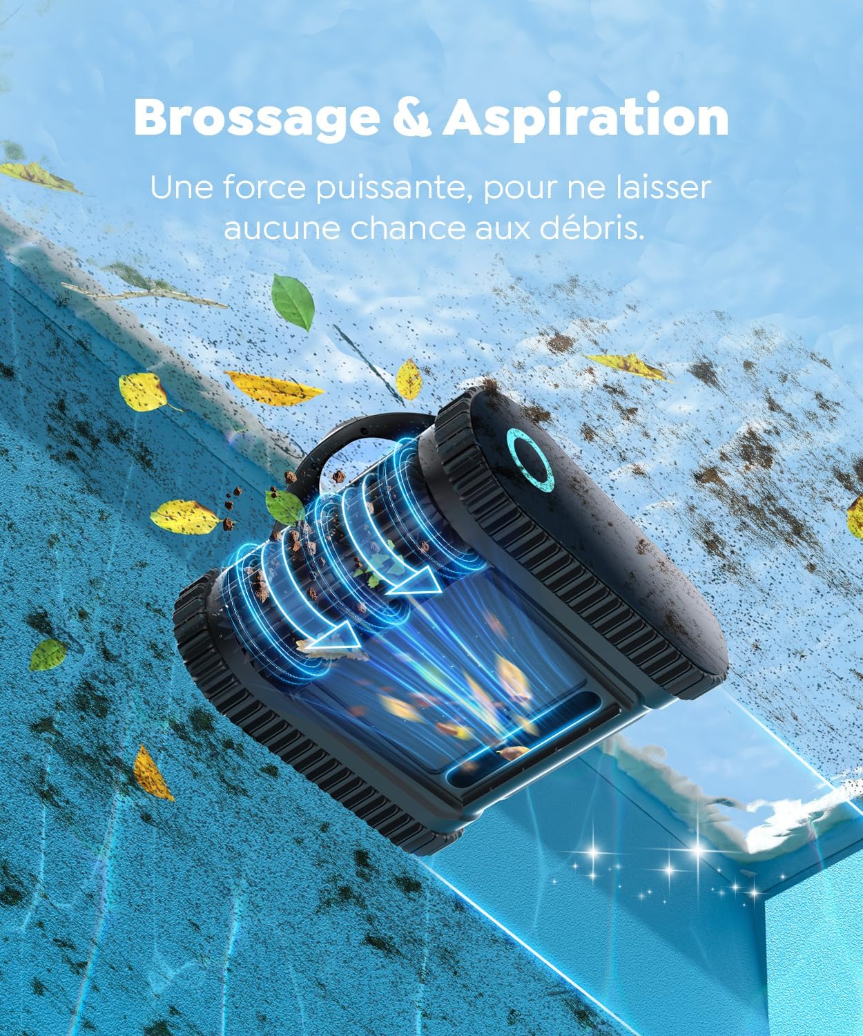 2026 C1 Robot de Piscine Fond et Parois, Ligne d'eau, Double Filtre, Robot Piscine sans Fil, 7 Modes de Nettoyage, 180 Min d'Autonomie, Puissant Aspirateur pour Piscines jusqu'à 150 m²,Noir