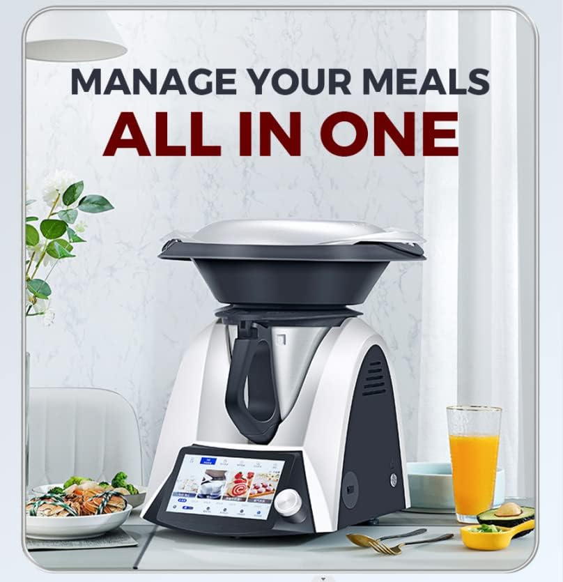 Processeur alimentaire multifonctionnel, robot de cuisson de cuisine avec recettes guidées, 16 fonctions de cuisson spéciales, capacité de bol 3L Blanc