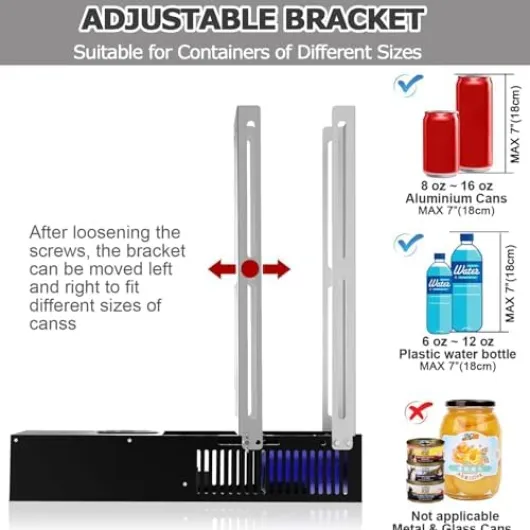 Broyeur de canettes automatique, compacteur de déchets de comptoir pour recyclage, écrase 8 canettes (226,8 g, 340,2 g, 453,6 g) à la fois, broyeur de bière et de cola en aluminium robuste