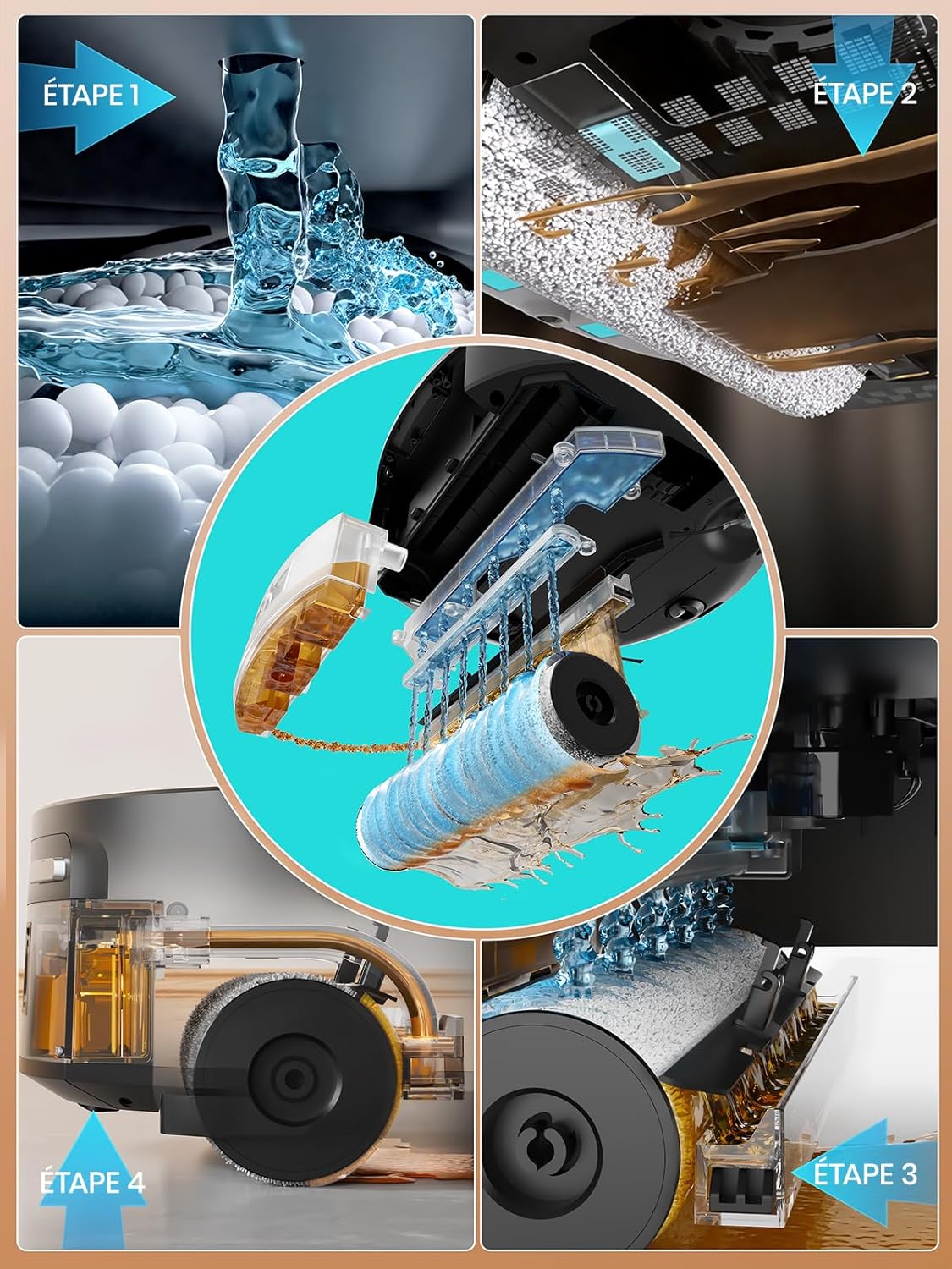 M210 Pro Omni Robot Aspirateur Laveur, 20 000Pa d’Aspiration, Boîte à Poussière 800ml, Mini Robot Aspirateur à Rouleau 28cm avec Nettoyage Automatique Instantané, WiFi 5G/APP/Alexa Gris Perle