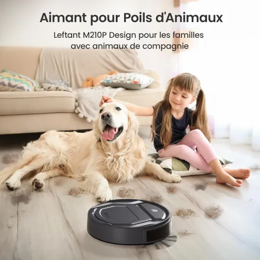 Aspirateur Robot, Robot Aspirateur Mince Silencieux Connecté avec WiFi/Bluetooth/Alexa/App, 6 Modes de Nettoyage, Auto-Charge, 120min d'Autonomie, Idéal pour Poils d'animaux Sols Durs, M210P Noir Perle
