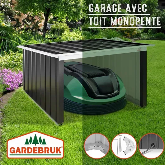 ® Abri Robot Tondeuse 89x90x54cm Toit monopente Pliable métal résistant intempéries 4X piquets Terre Garage Outillage carport Jardin Anthracite 89x90x54cm Anthracite